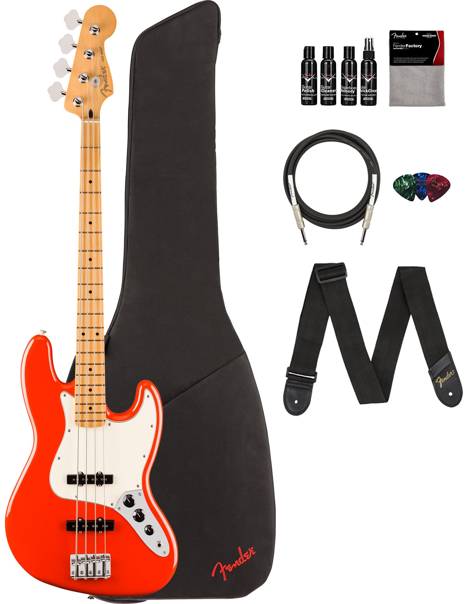 Amazon.com: Fender Player II Jazz Bass - Coral Red Bundle with Gig